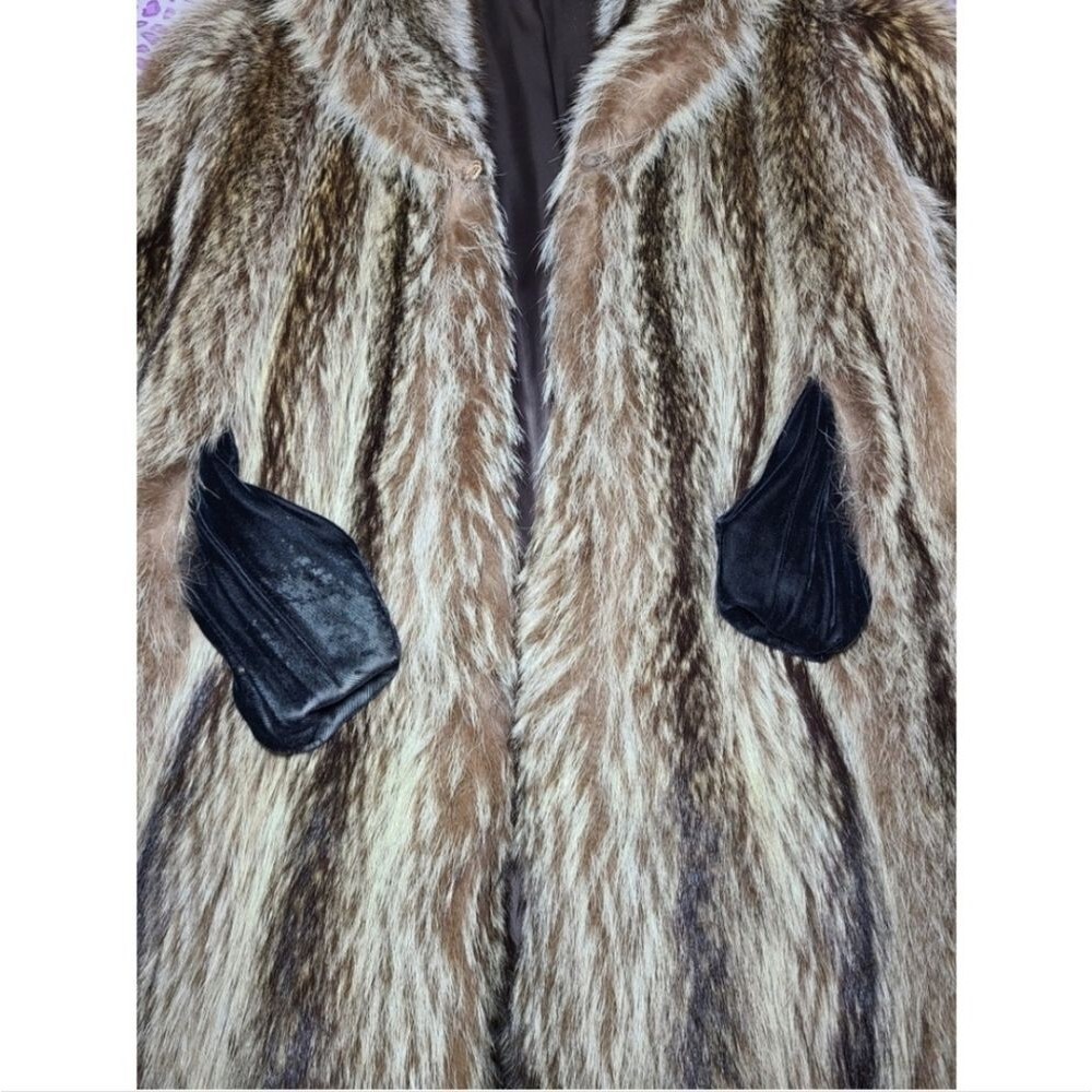 Vintage Genuine Raccoon Fur Long Coat - Picture 7 of 9
